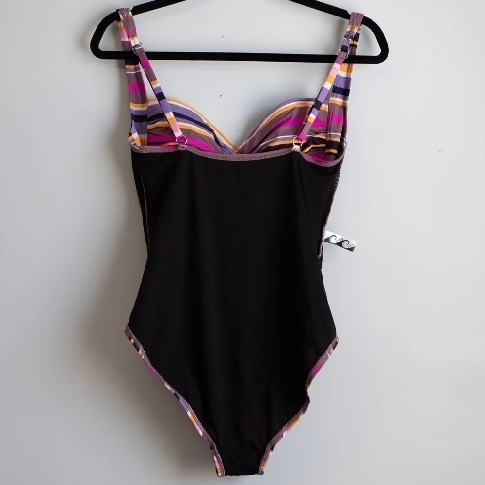 Simply Swim multi color stripe one piece bathing suit-S
